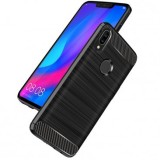 Husa Silicon Carbon Negru pentru Huawei Nova 4, Protectie Premium, Design Modern