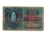 Austro-Ungaria 1913(1919) - 20 korona, stampila locala Ungaria, circulata