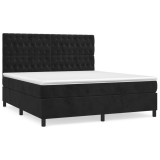 Cumpara ieftin Pat box spring cu saltea, negru, 180x200 cm, catifea