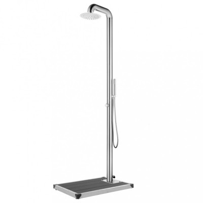 vidaXL Duș de grădină cu bază gri, 230 cm, oțel inoxidabil 3070784 foto
