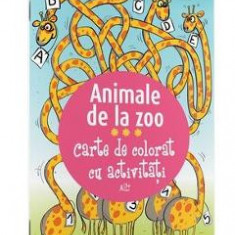 Animale de la Zoo. Carte de colorat cu activitati 3 ani+
