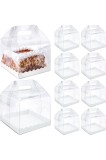 10 bucăți cutii pătrate transparente din plastic pentru transportul torturilor - 15x15x12cm - containere reutilizabile pentru deserturi/patiserie