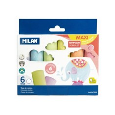 Creta Rotunda Colorata Maxi MILAN, 6 Buc/Set, Diametru 2.5 cm, Creta Asfalt, Creta pentru Desene Asfalt, Creta pentru Scoala, Set Crete, Crete Colorat foto