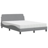 Cumpara ieftin Pat cu saltea, Dover, gri deschis, 140x200 cm, material textil