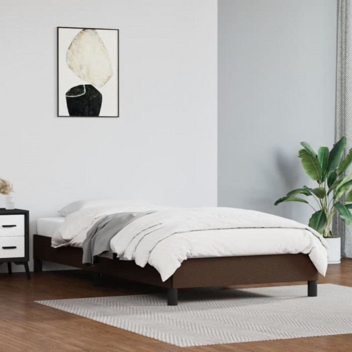vidaXL Cadru de pat, maro, 90x190 cm, piele ecologică