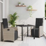 vidaXL Set de masă pentru grădină 3 pcs Gri deschis poliratan 3380344