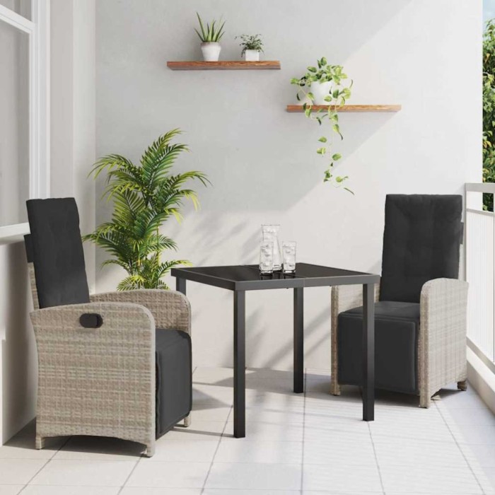 vidaXL Set de masă pentru grădină 3 pcs Gri deschis poliratan 3380344