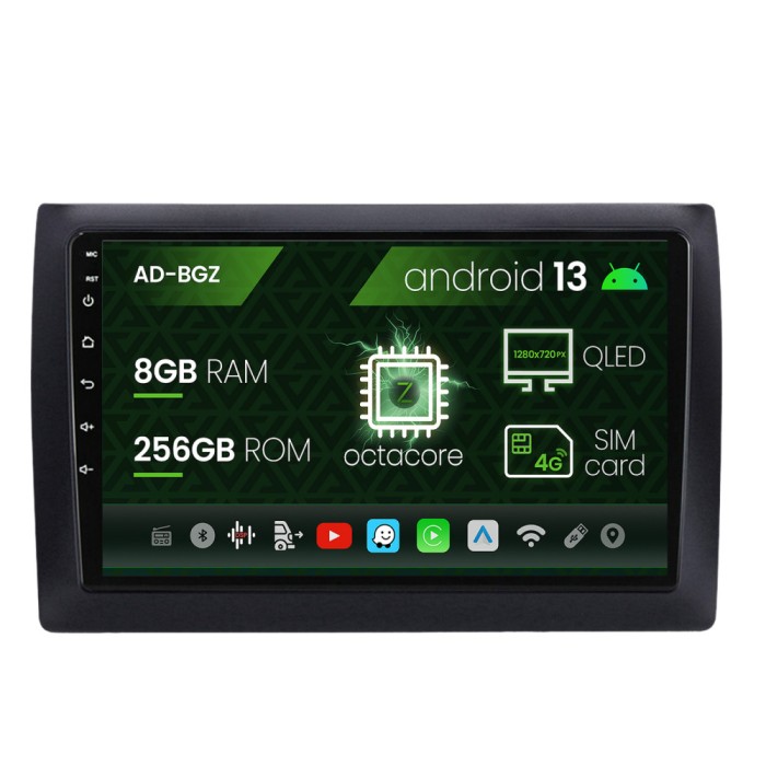 Navigatie Fiat Stilo, Android 13, Z-Octacore 8GB RAM + 256GB ROM, 9 Inch - AD-BGZ9008+AD-BGRKIT356V2