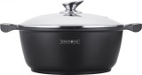 Oala Marmorata Royalty Line BS24ML, 24cm, 3.8L, Capac Sticla, Antiaderenta, Inductie, Negru