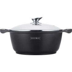 Oală marmorată cu capac 3.8L, 24 cm &ndash; Royalty Line BS24ML, curățare ușoară, antiaderentă
