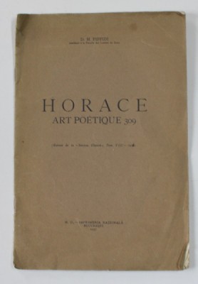 HORACE , ART POETIQUE 309 par D.M. PIPPIDI , 1937 foto