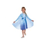 Costum carnaval Elsa &ndash; Frozen 2, (licentiat) albastru, 5-6 ani (110/120)