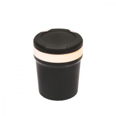 Scrumiera auto universala cu fund ceramic si lumina LED albastra, negru-auriu