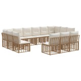 vidaXL Set de canapele de exterior Alb Natural și Crem Poliester 3437582