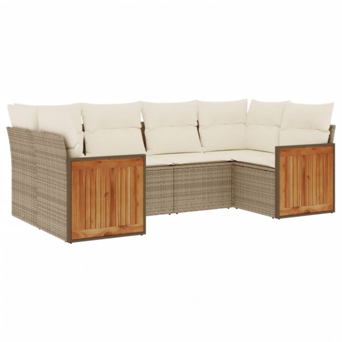 Set canapele de gradina cu perne, 6 piese, bej, poliratan