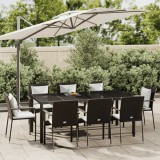 VidaXL Set mobilier de grădină cu perne, 9 piese, negru, poliratan