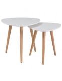 Cumpara ieftin Set 2 Măsuțe Cafea Scandinave SL Nolan A, MDF Alb/Stejar, Cadru Lemn Fag, Living Modern