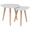 Set 2 mese cafea SL Nolan A, blat MDF, cadru lemn, scandinav, alb/stejar