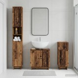 Cumpara ieftin Set de cabinet pentru baie cu 3 piese EDE Lemn vechi