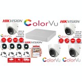 Sistem supraveghere profesional Hikvision Color Vu 4 camere 5MP IR20m, DVR 4 canale, full accesorii