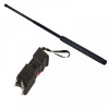 Set Autoaparare: Baston Telescopic Otel 50cm + Electrosoc 400kV, Lanterna, Sirena, Acumulator, Negru