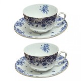 Serviciu din Portelan fin, 2 Cesti si Farfurii, Blue Bouquet
