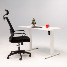 Birou electric IntelliFlex, 2 motoare, controler digital cu memorie, sistem anticoliziune, cadru alb, blat alb 160x80 cm, nou
