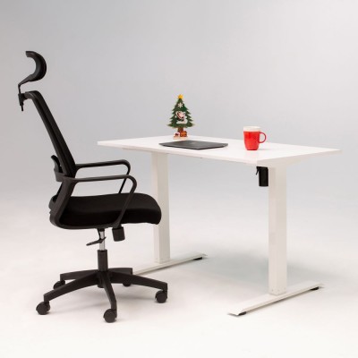 Birou electric IntelliFlex, 2 motoare, controler digital cu memorie, sistem anticoliziune, cadru alb, blat alb 160x80 cm, nou foto