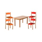 Cumpara ieftin Set masa si 4 scaune gradinita Bambi, H31, rosu portocaliu