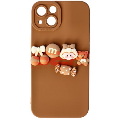 Toc silicon 3D Cartoon Apple iPhone 13 Brown Candy foto