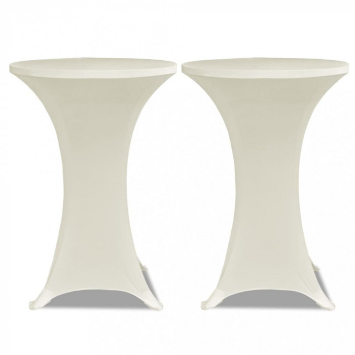 Husă de masă cu picior &Oslash;70 cm, 2 buc., crem, elastic