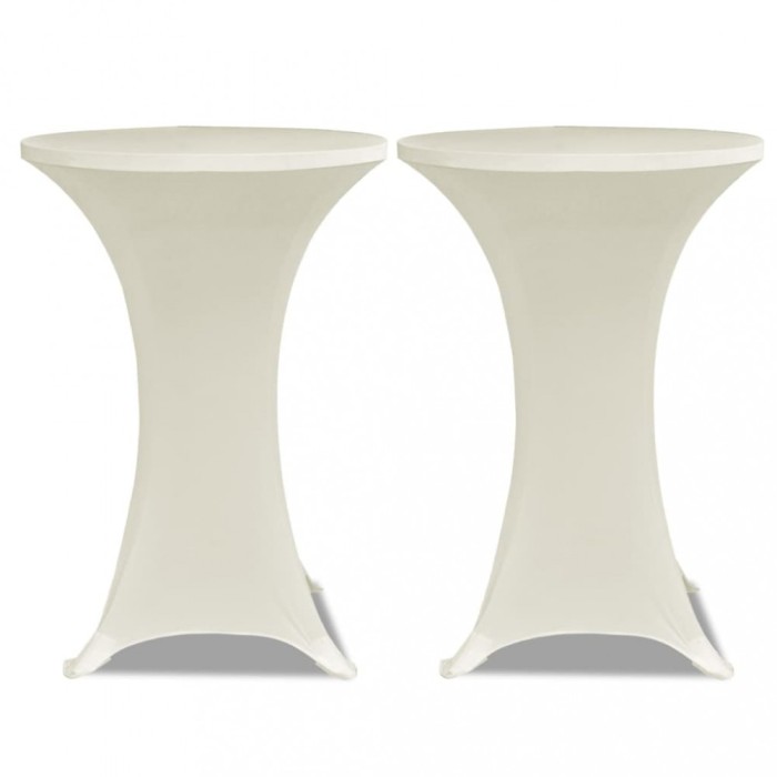 Husa de masa cu picior &Oslash;70 cm, 2 buc., crem, elastic
