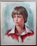 Portret de fata - semnat Berk &#039;80, Portrete, Ulei, Altul
