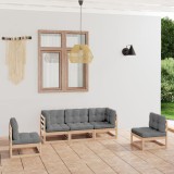 Cumpara ieftin Set mobilier de grădină, 5 piese, cu perne, lemn masiv de pin