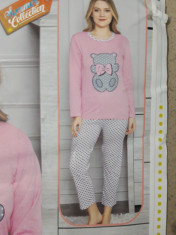Pijama dama cu maneca lunga si pantaloni lungi &amp;#039;&amp;#039; Bear&amp;#039;&amp;#039; cod 823 foto