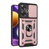 Husa pentru xiaomi poco f6, camshield protectie camera, magnetic, slide si snap, rose gold