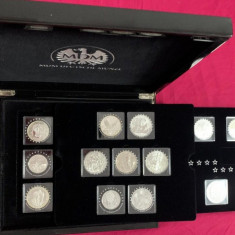 Lot de 15 monede argint 2012 - vezi descriere - încapsulat, în cutie neagră