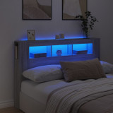 Tablie de pat cu LED, gri sonoma, 160x18,5x103,5 cm, lemn GartenMobel Dekor, vidaXL