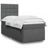 VidaXL Pat box spring cu saltea, gri &icirc;nchis, 90x200 cm, textil 3291164