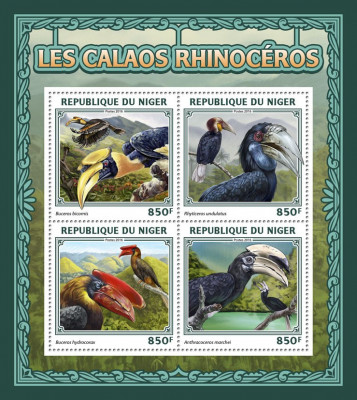 NIGER 2016 - Pasarea rinocer / set complet - colita + bloc MNH foto