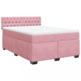 Cumpara ieftin Pat box spring cu saltea, roz, 160x200 cm, catifea