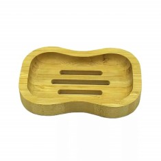 Savoniera din bambus Pufo Nature pentru baie, 12 cm, maro
