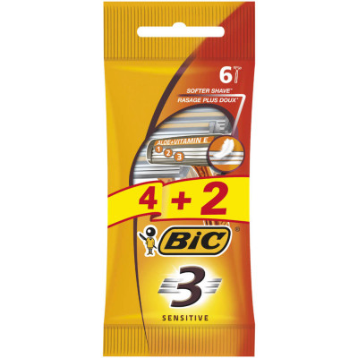 Set 6 Aparate De Ras Bic Sensitive Cu 3 Lame, Lame De Barbierit, Lame Pentru Ras, Bic Pentru Barbierit, Bic Pentru Ras, Aparat Pentru Ras, Aparat Pent foto