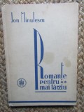 ION MINULESCU- ROMANTE PENTRU MAI TARZIU, 1927