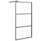 Cumpara ieftin Perete cabina dus walk-in negru 100x195 cm sticla ESG semi-mata