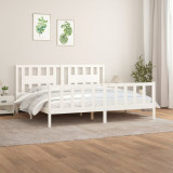 VidaXL Cadru pat cu tăblie Super King alb 180x200cm lemn masiv pin