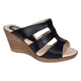 Papuci dama negri din piele naturala cu platforme de 7cm - RO214N