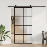 Ușă glisantă cu set de feronerie neagră 102,5x205 cm Sticlă ESG