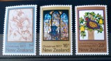 Noua Zeelanda 1977 pictura Correggio,vitraliu in biserica Sf Mihail,, flori,Crăciun serie neștampilata