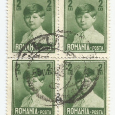 România, LP 77e/1928, Mihai I, mare, f. fil., 2 lei, dant. depl., eroare 2, obl.
